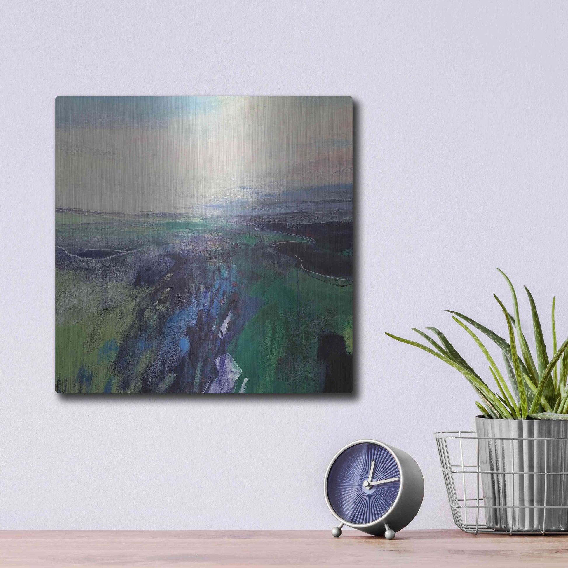 Luxe Metal Art 'Viridescent Valley No. 1' by Andrew Kinmont, Metal Wall Art,12x12