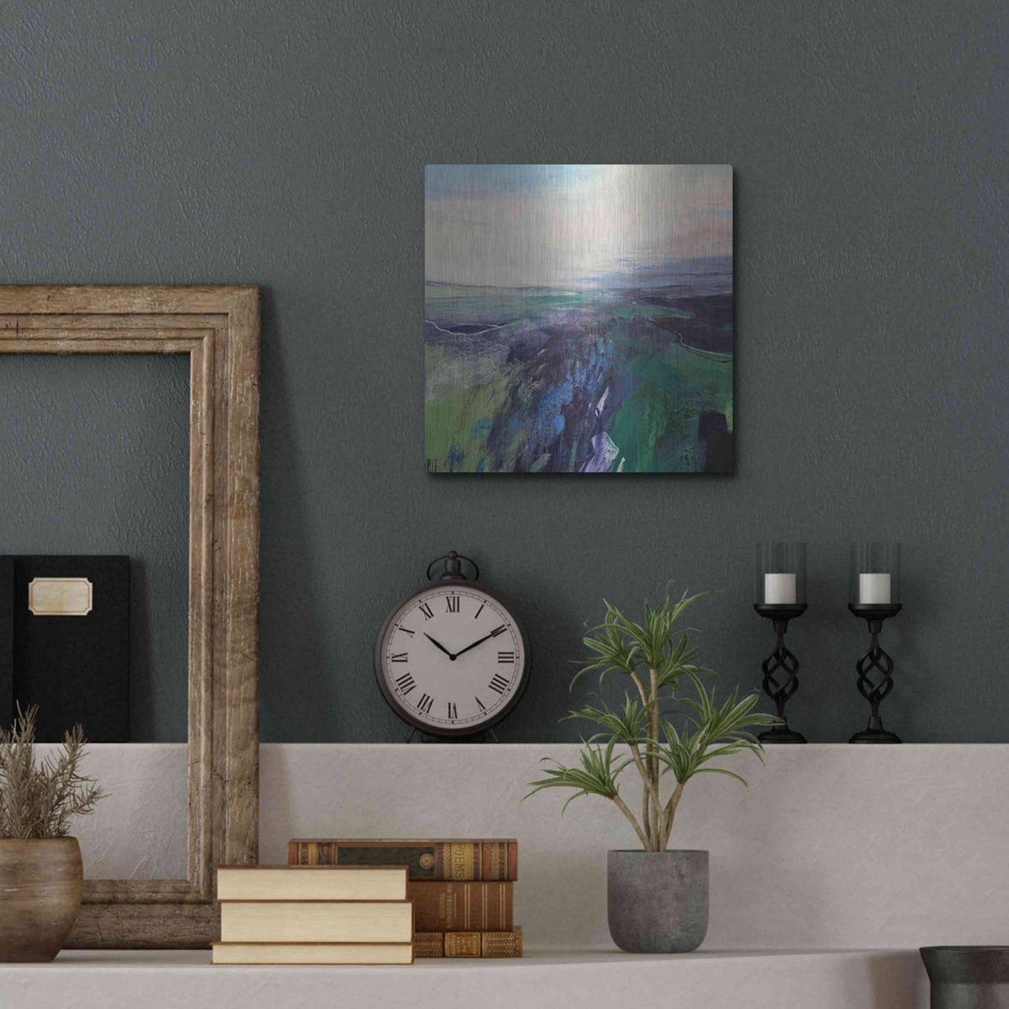 Luxe Metal Art 'Viridescent Valley No. 1' by Andrew Kinmont, Metal Wall Art,12x12