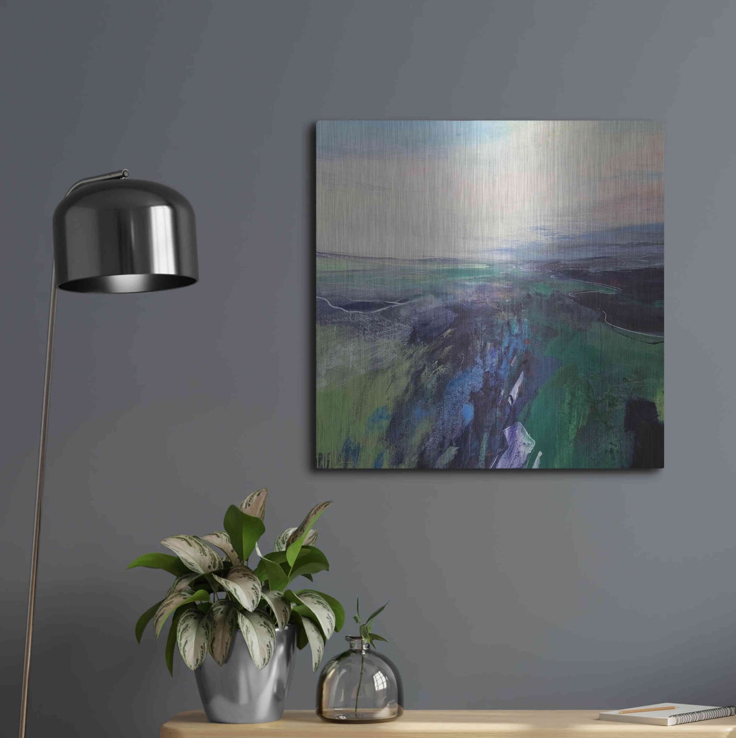 Luxe Metal Art 'Viridescent Valley No. 1' by Andrew Kinmont, Metal Wall Art,24x24