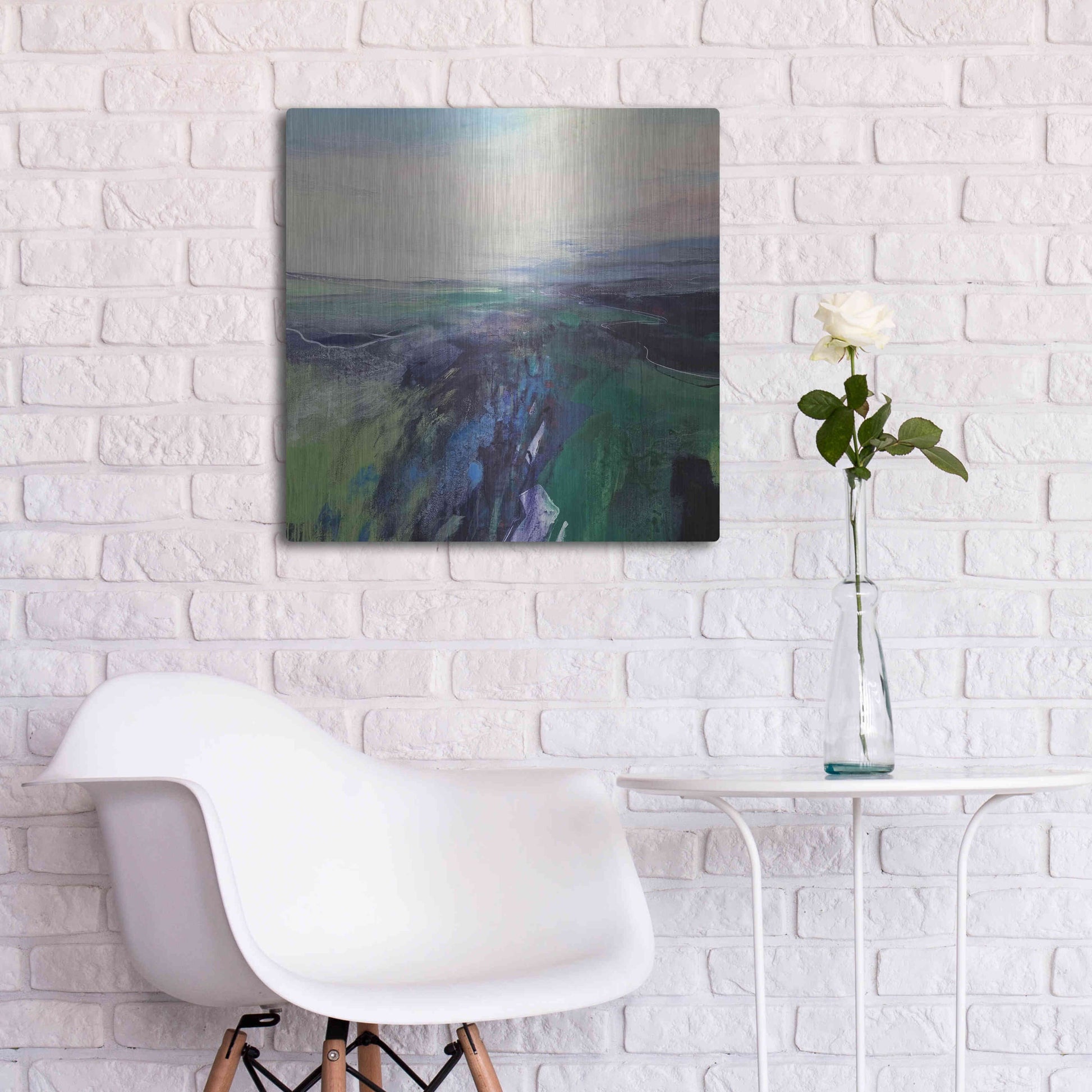 Luxe Metal Art 'Viridescent Valley No. 1' by Andrew Kinmont, Metal Wall Art,24x24