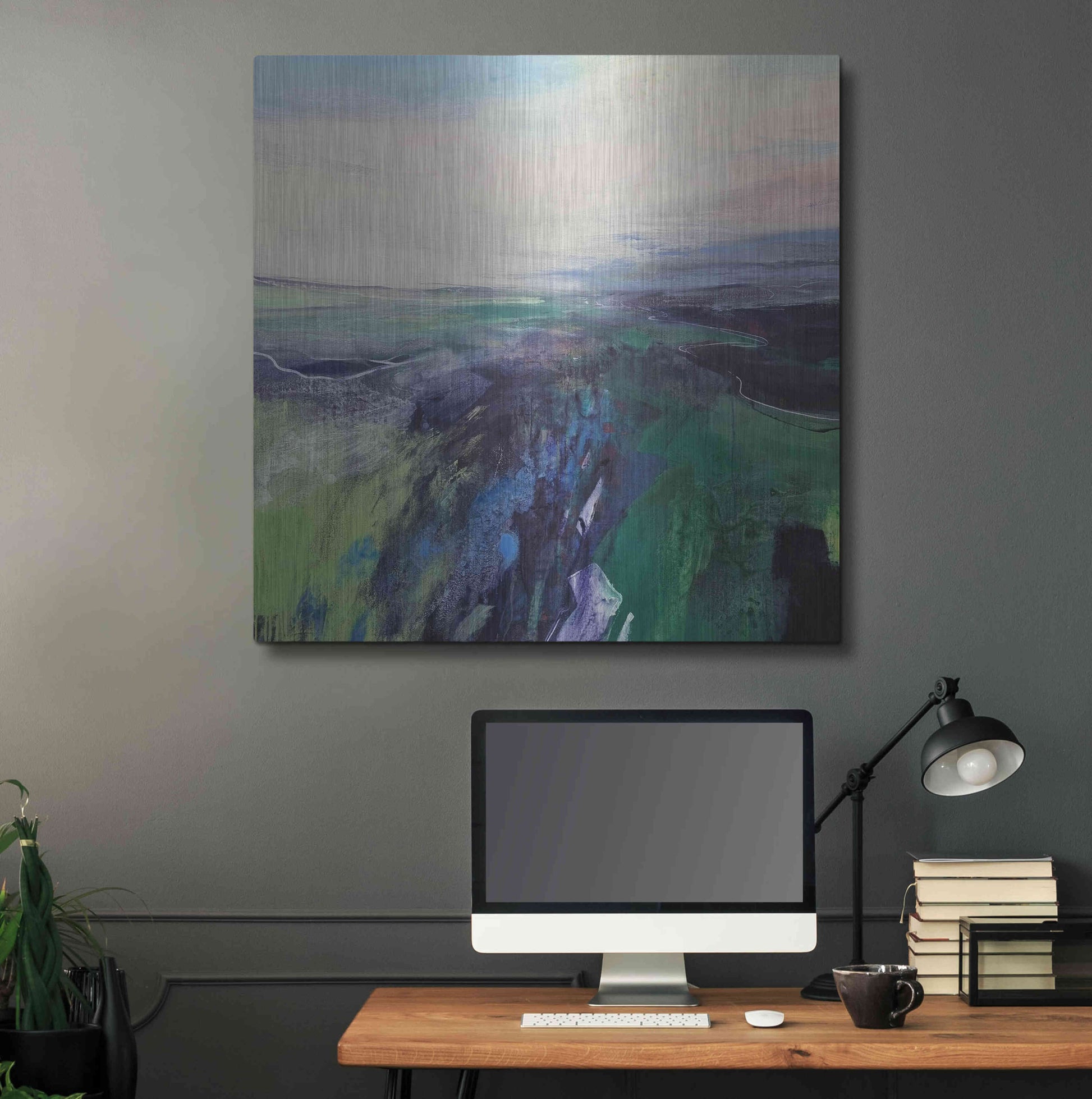 Luxe Metal Art 'Viridescent Valley No. 1' by Andrew Kinmont, Metal Wall Art,36x36