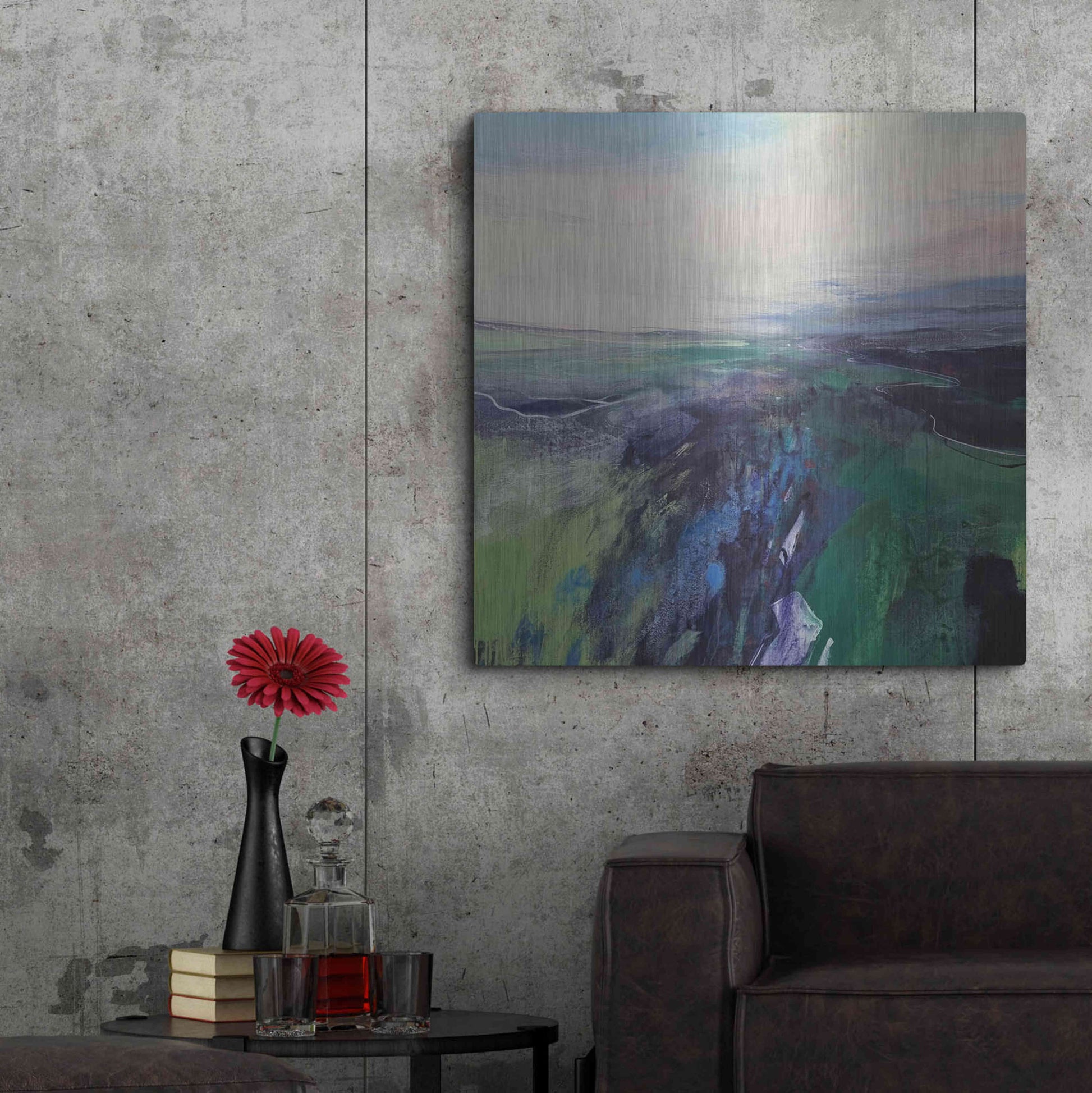 Luxe Metal Art 'Viridescent Valley No. 1' by Andrew Kinmont, Metal Wall Art,36x36