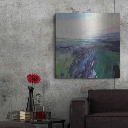 Luxe Metal Art 'Viridescent Valley No. 1' by Andrew Kinmont, Metal Wall Art,36x36