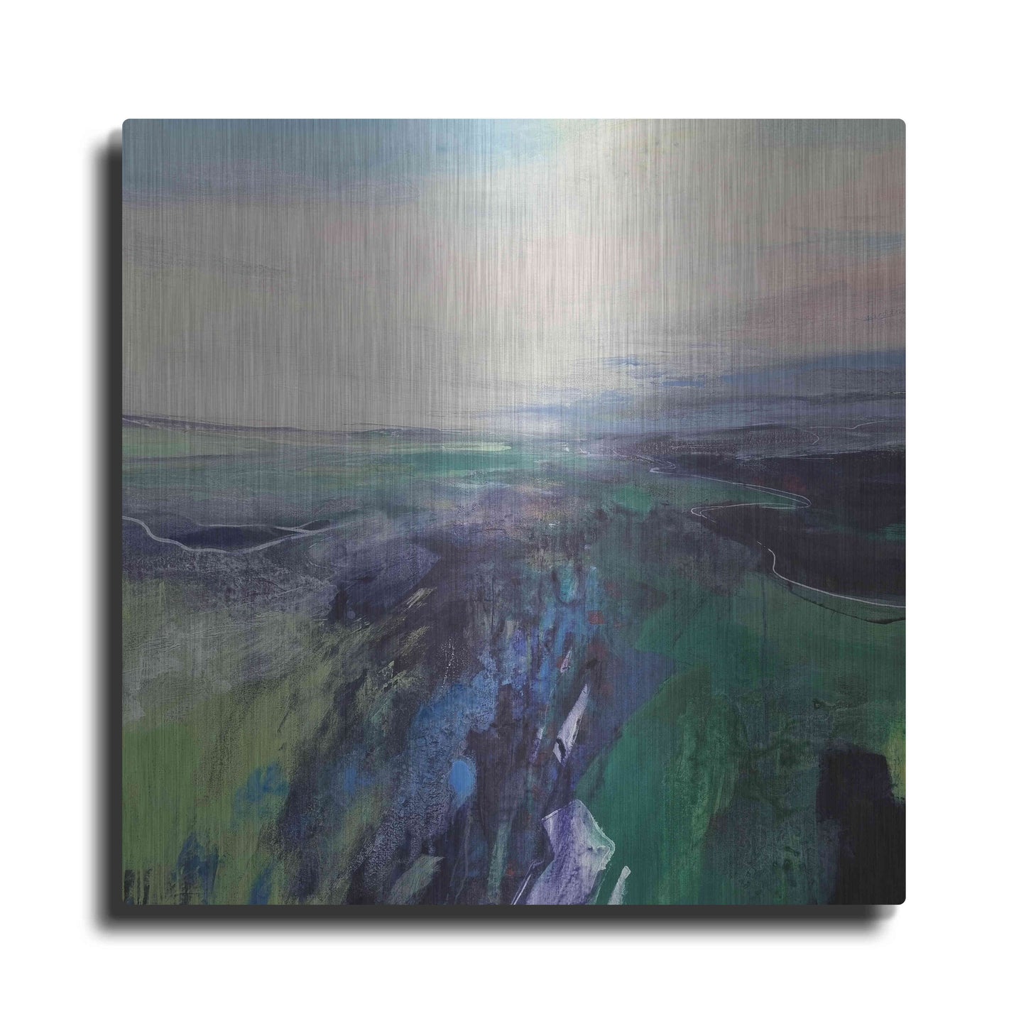 Luxe Metal Art 'Viridescent Valley No. 1' by Andrew Kinmont, Metal Wall Art