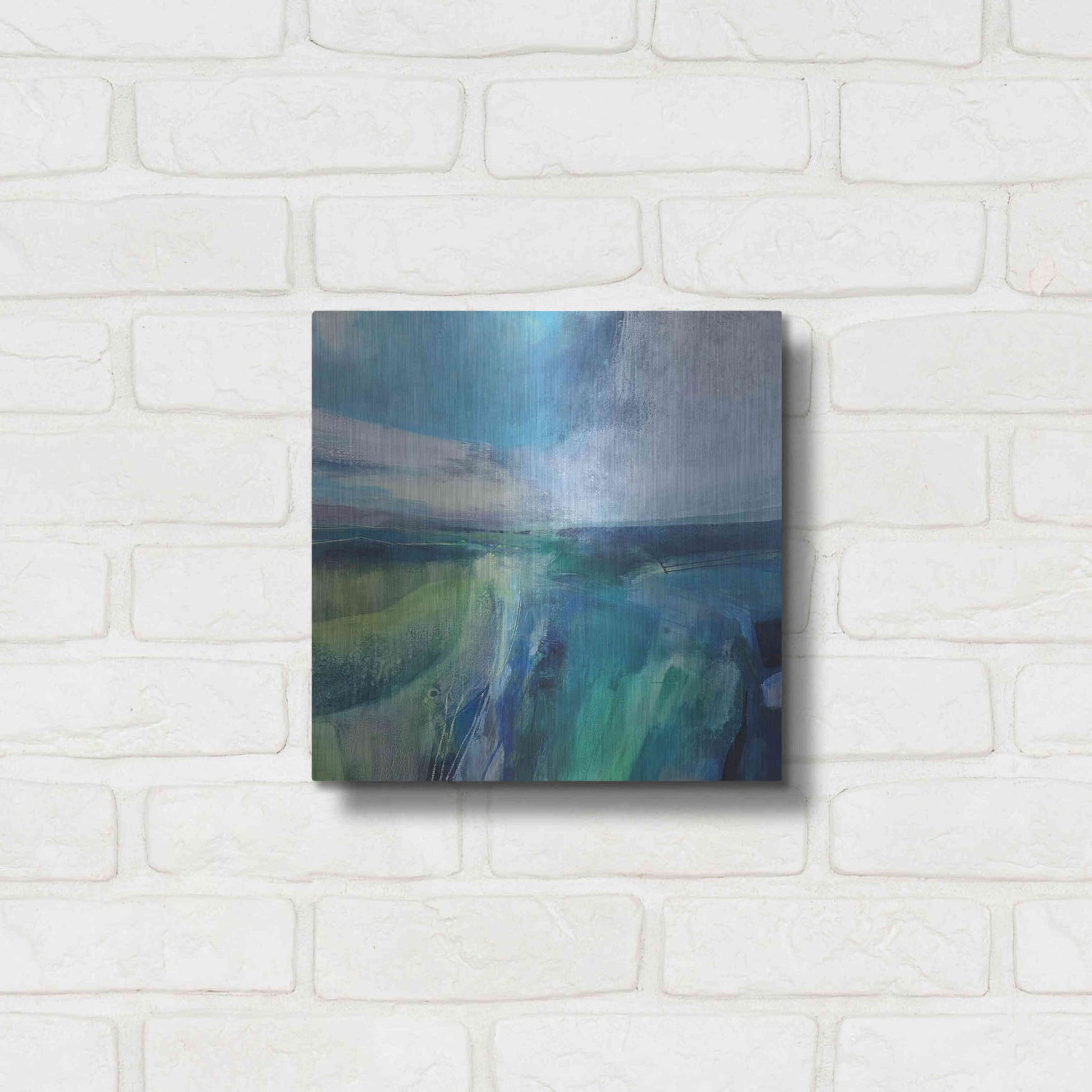 Luxe Metal Art 'Viridescent Valley No. 2' by Andrew Kinmont, Metal Wall Art,12x12