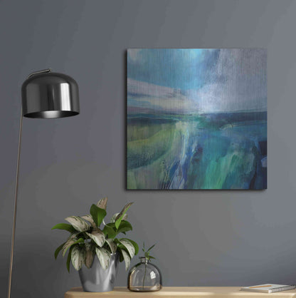 Luxe Metal Art 'Viridescent Valley No. 2' by Andrew Kinmont, Metal Wall Art,24x24