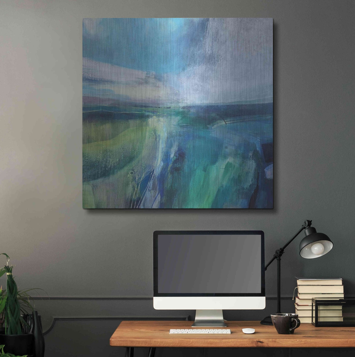 Luxe Metal Art 'Viridescent Valley No. 2' by Andrew Kinmont, Metal Wall Art,36x36