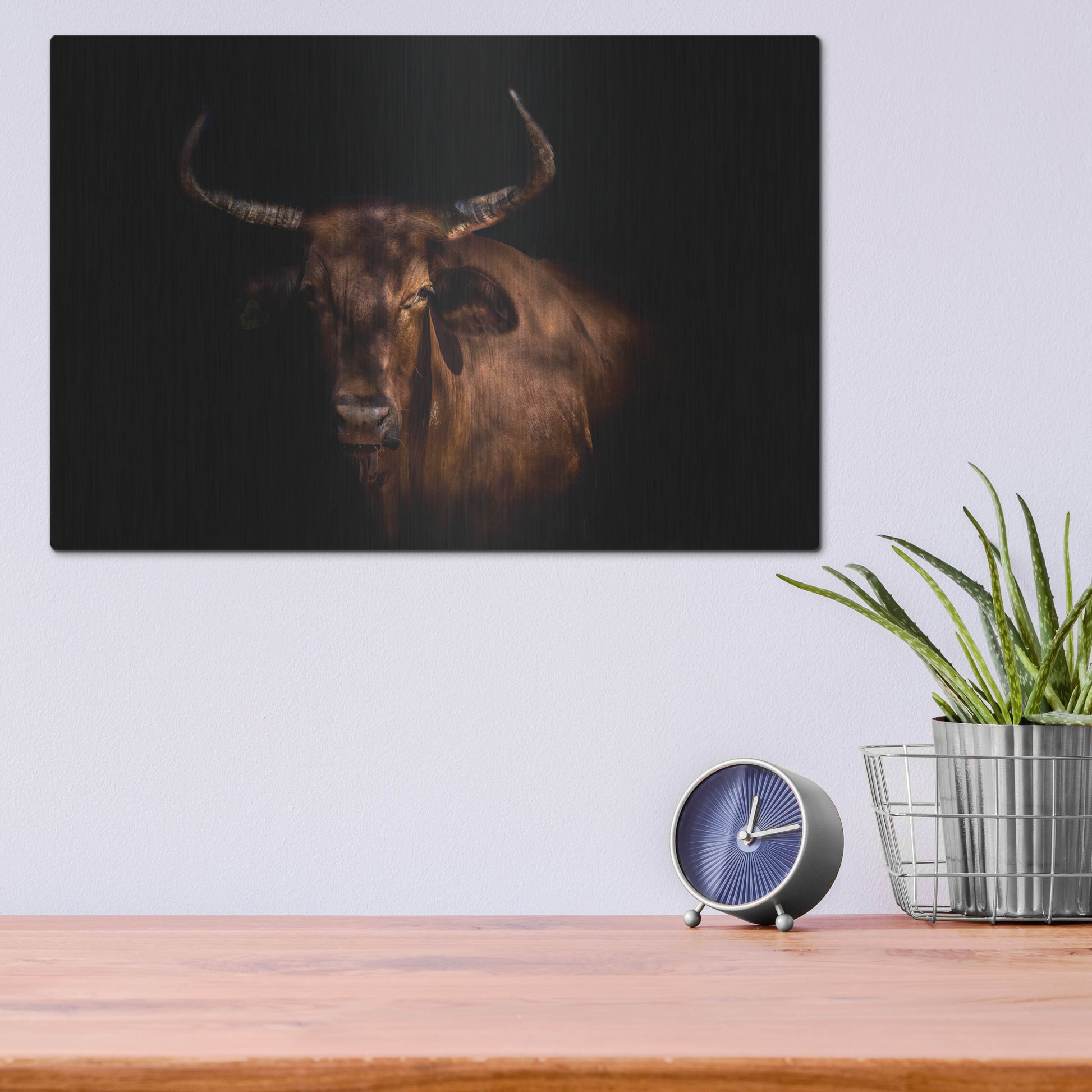 Luxe Metal Art 'Thoughtful Cow' by Luxe Portfolio, Metal Wall Art,16x12