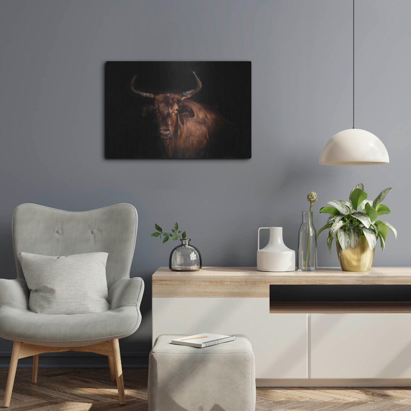 Luxe Metal Art 'Thoughtful Cow' by Luxe Portfolio, Metal Wall Art,24x16