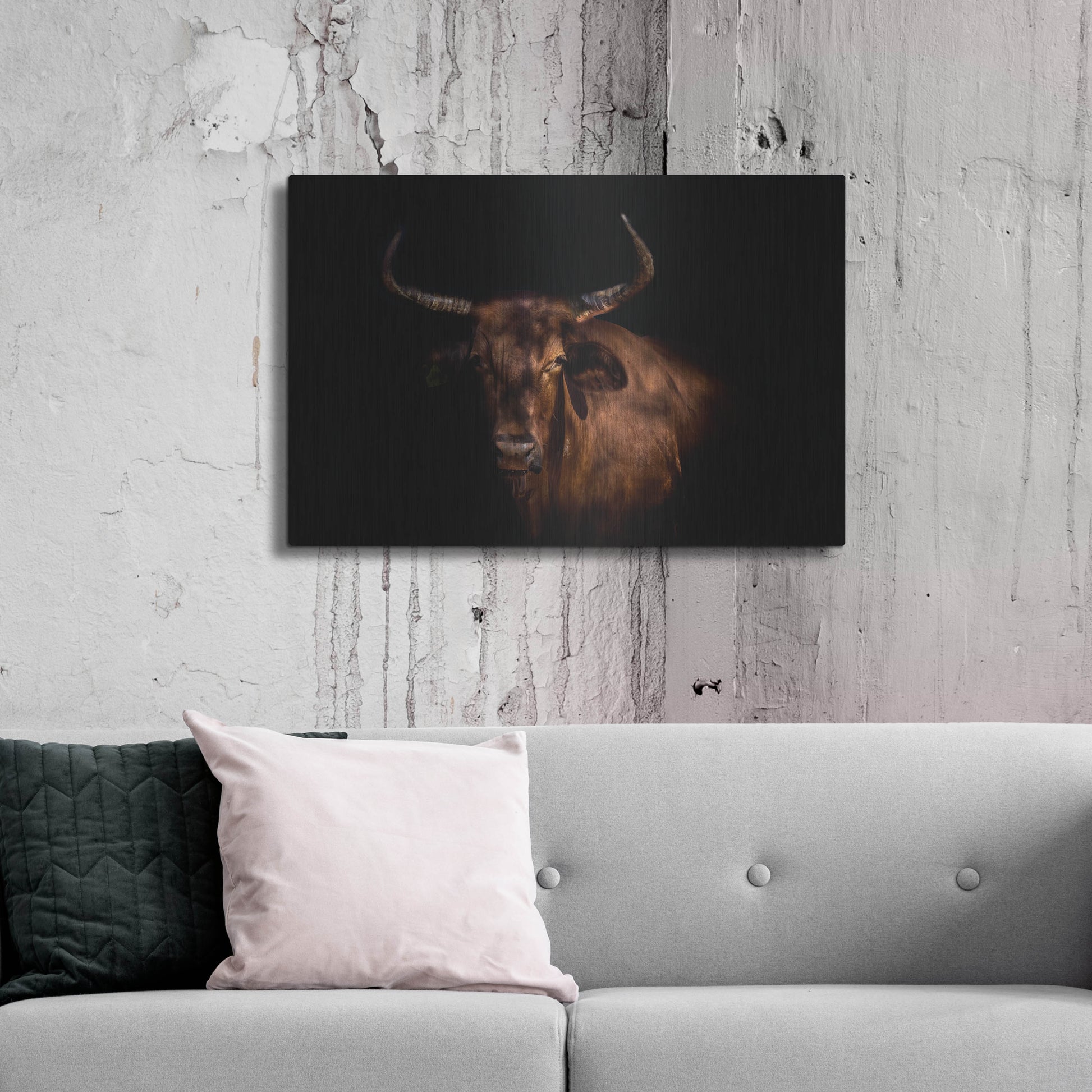 Luxe Metal Art 'Thoughtful Cow' by Luxe Portfolio, Metal Wall Art,36x24
