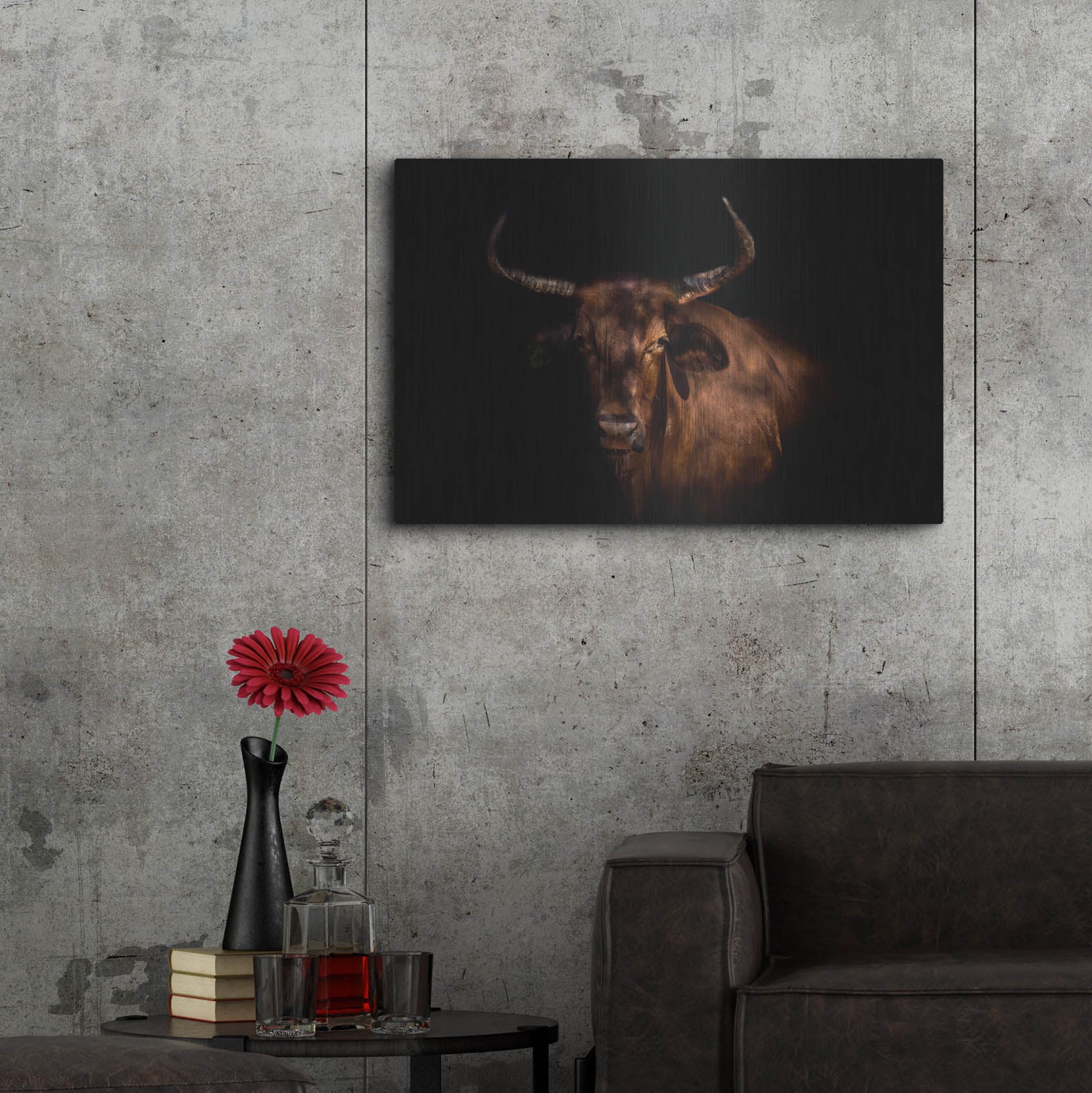 Luxe Metal Art 'Thoughtful Cow' by Luxe Portfolio, Metal Wall Art,36x24