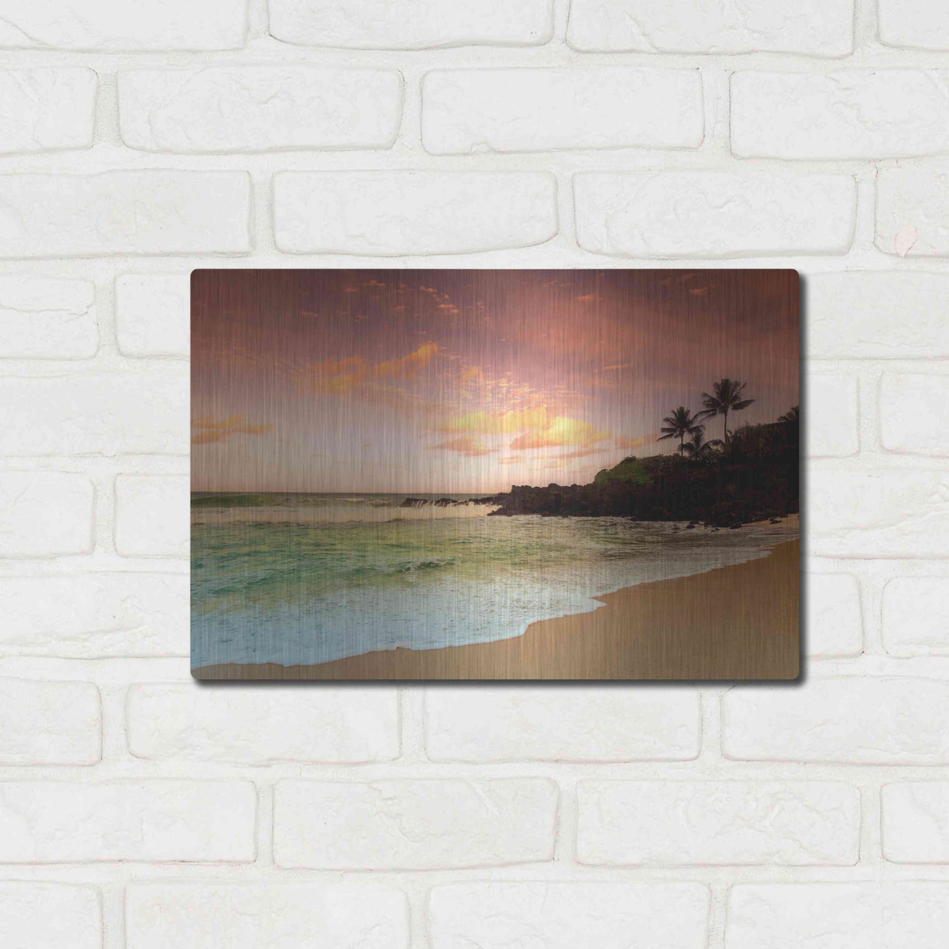 Luxe Metal Art 'North Shore Dawn Oahu' by Alan Klug, Metal Wall Art,16x12