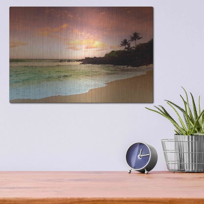 Luxe Metal Art 'North Shore Dawn Oahu' by Alan Klug, Metal Wall Art,16x12