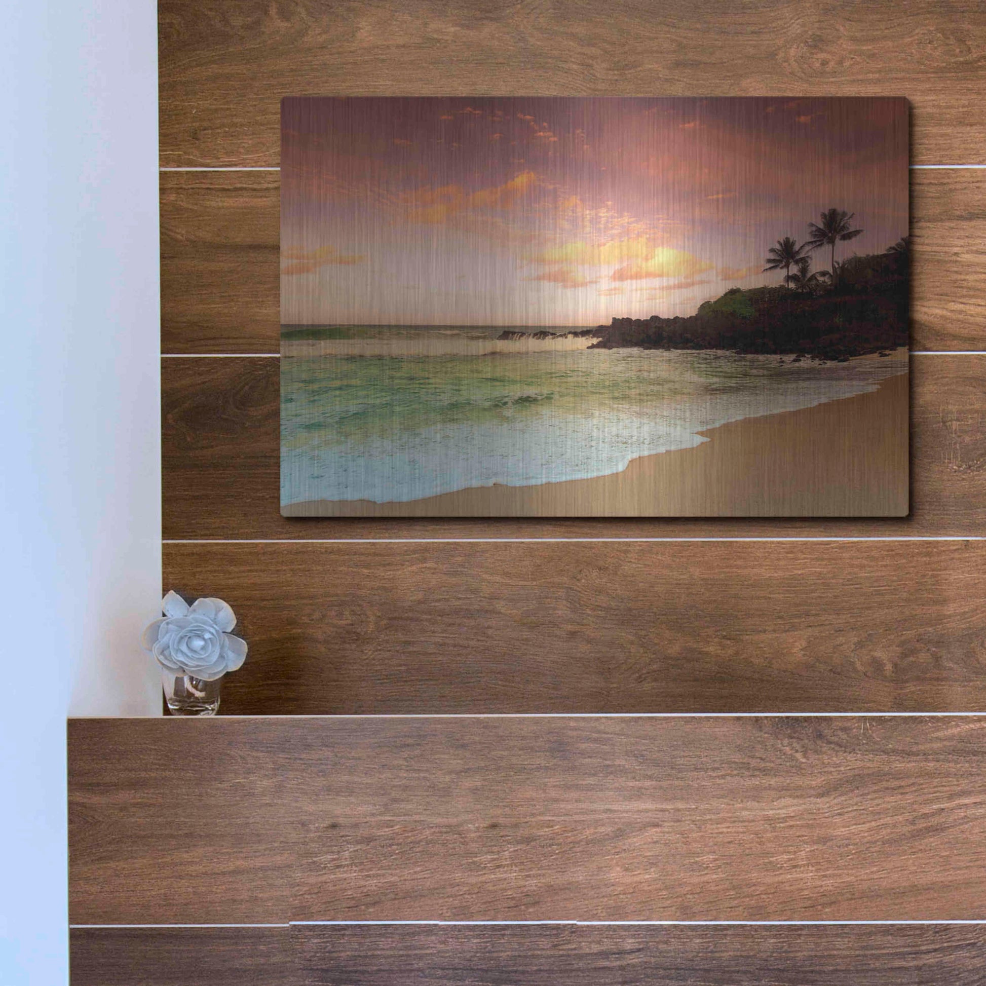 Luxe Metal Art 'North Shore Dawn Oahu' by Alan Klug, Metal Wall Art,16x12