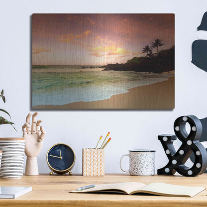 Luxe Metal Art 'North Shore Dawn Oahu' by Alan Klug, Metal Wall Art,16x12