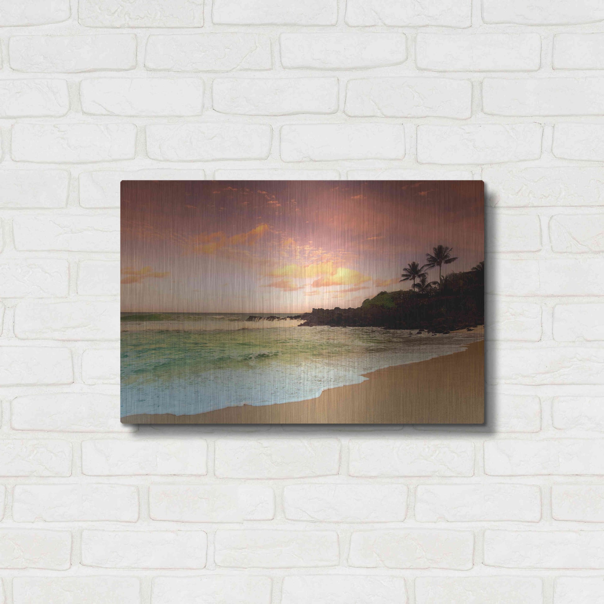 Luxe Metal Art 'North Shore Dawn Oahu' by Alan Klug, Metal Wall Art,24x16