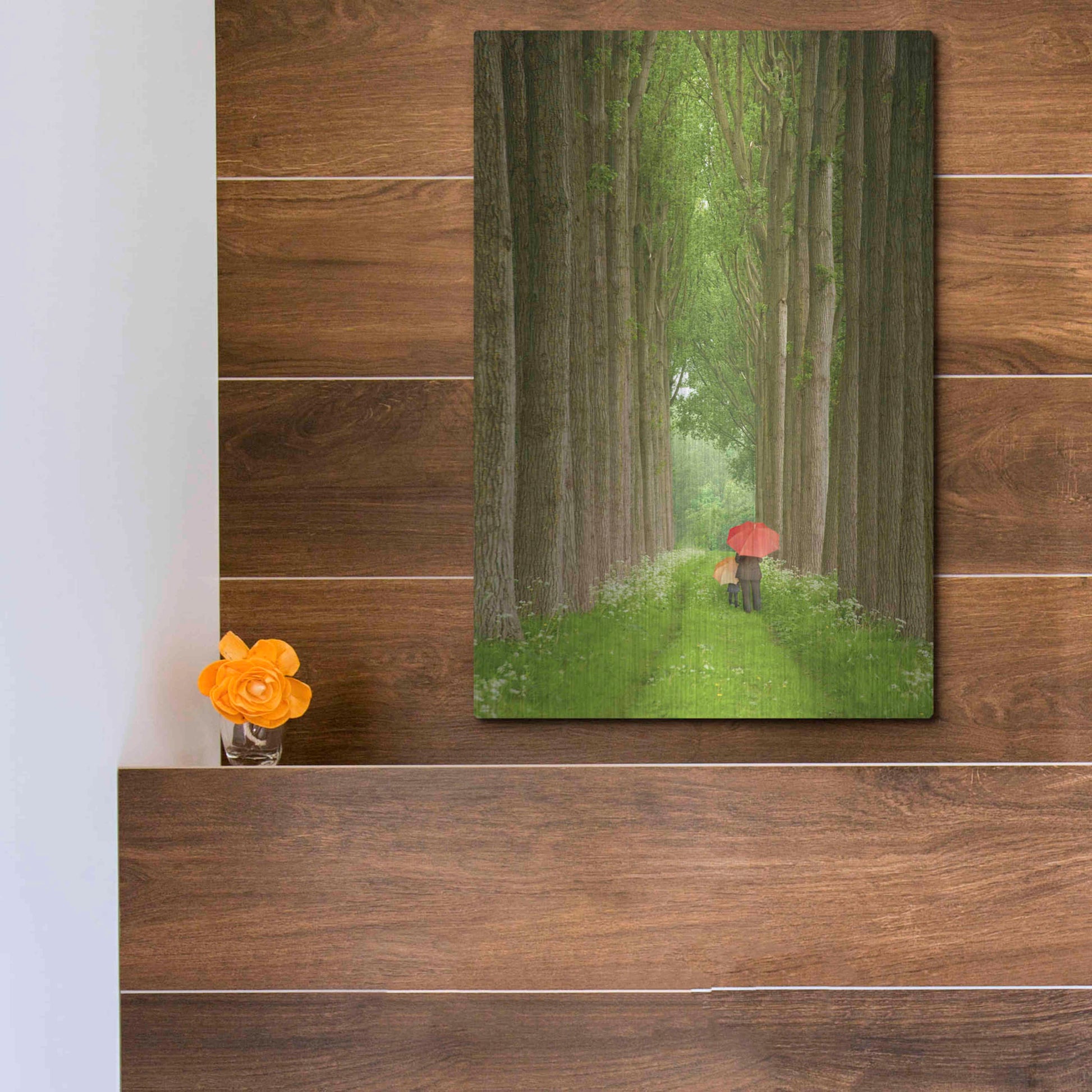 Luxe Metal Art 'Two Umbrellas Belgium' by Alan Klug, Metal Wall Art,12x16