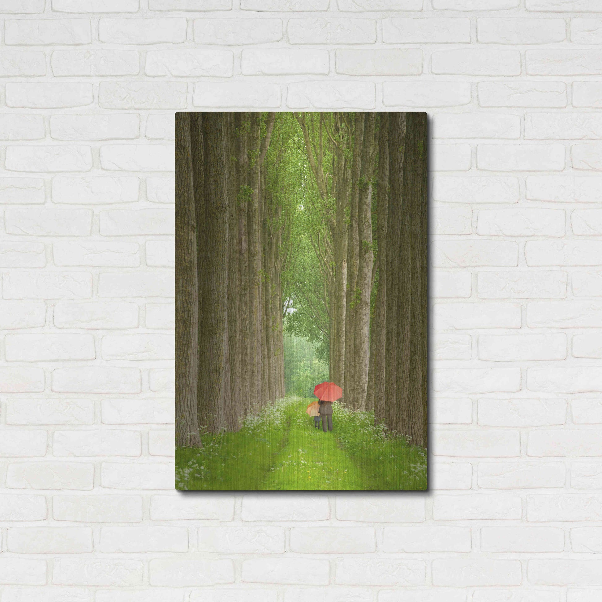 Luxe Metal Art 'Two Umbrellas Belgium' by Alan Klug, Metal Wall Art,24x36