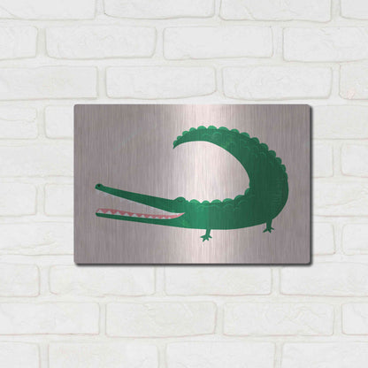 Luxe Metal Art 'Crocodile' by Emily Kopcik, Metal Wall Art,16x12