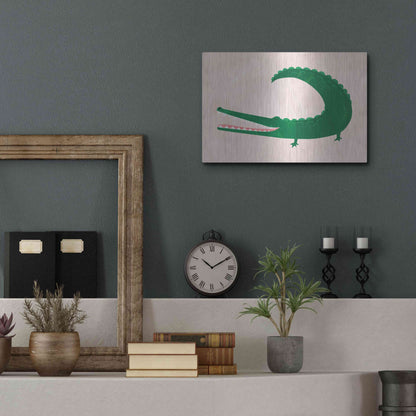 Luxe Metal Art 'Crocodile' by Emily Kopcik, Metal Wall Art,16x12
