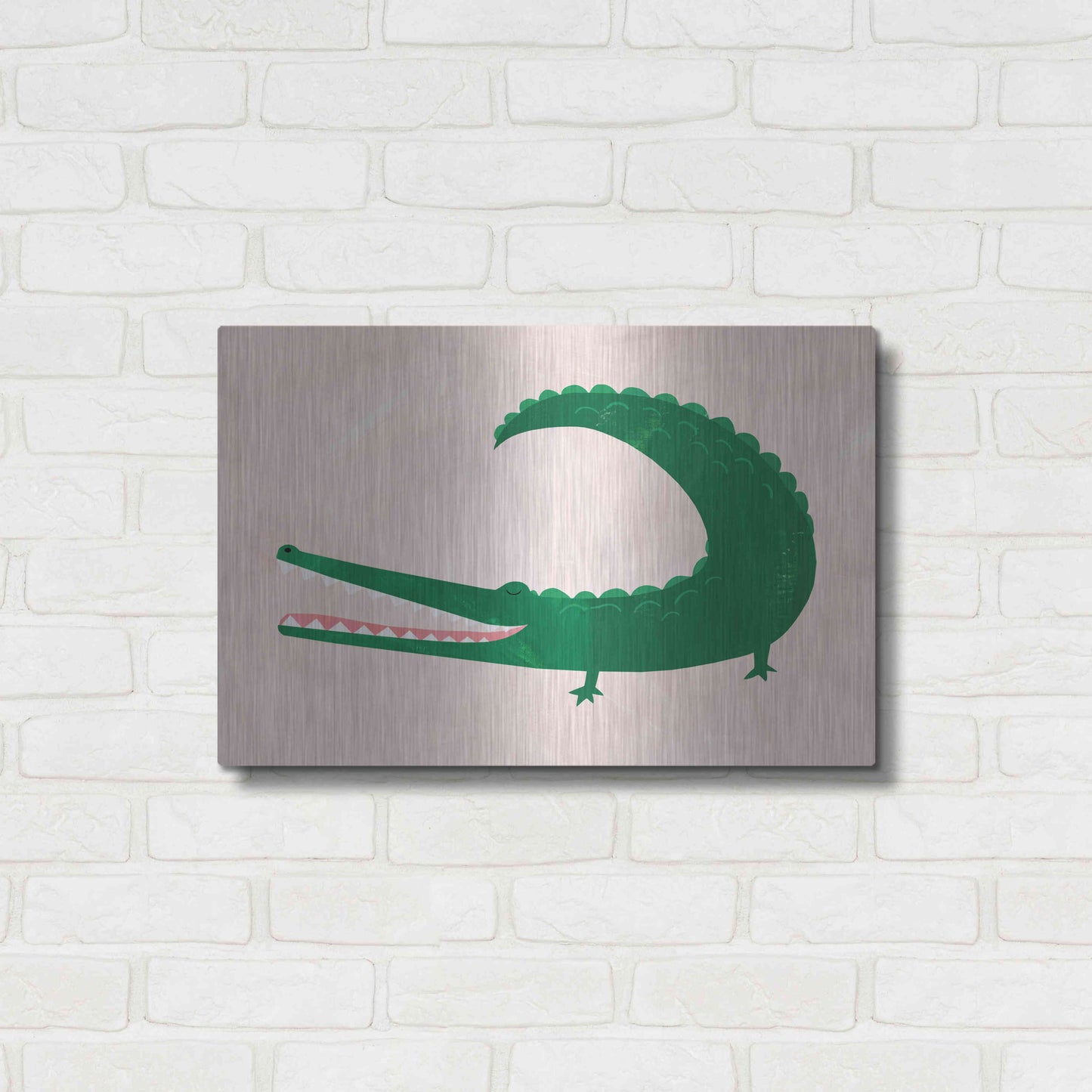 Luxe Metal Art 'Crocodile' by Emily Kopcik, Metal Wall Art,24x16