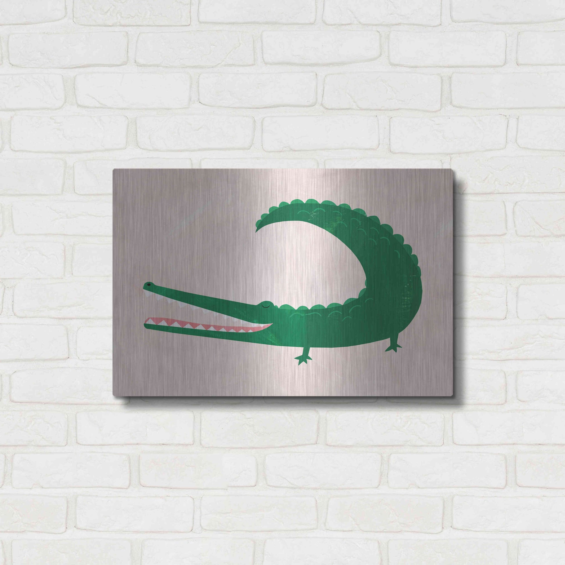 Luxe Metal Art 'Crocodile' by Emily Kopcik, Metal Wall Art,24x16