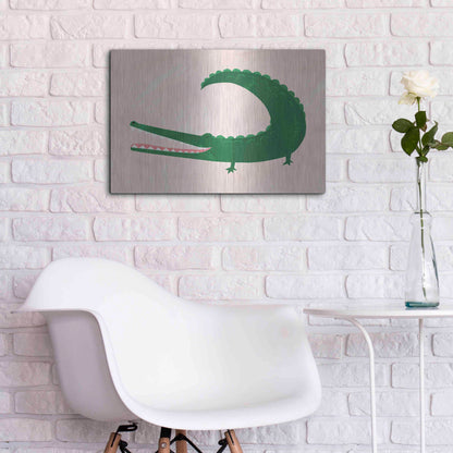 Luxe Metal Art 'Crocodile' by Emily Kopcik, Metal Wall Art,24x16