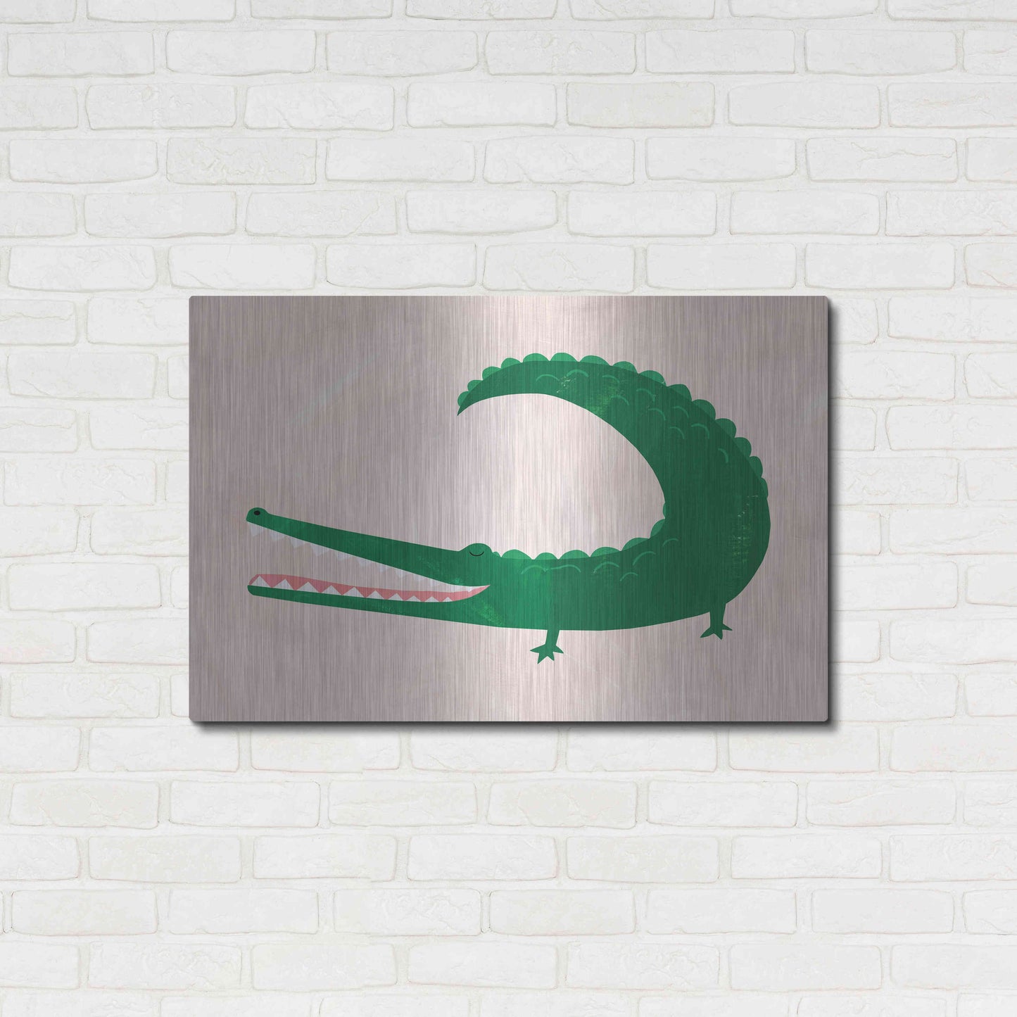 Luxe Metal Art 'Crocodile' by Emily Kopcik, Metal Wall Art,36x24
