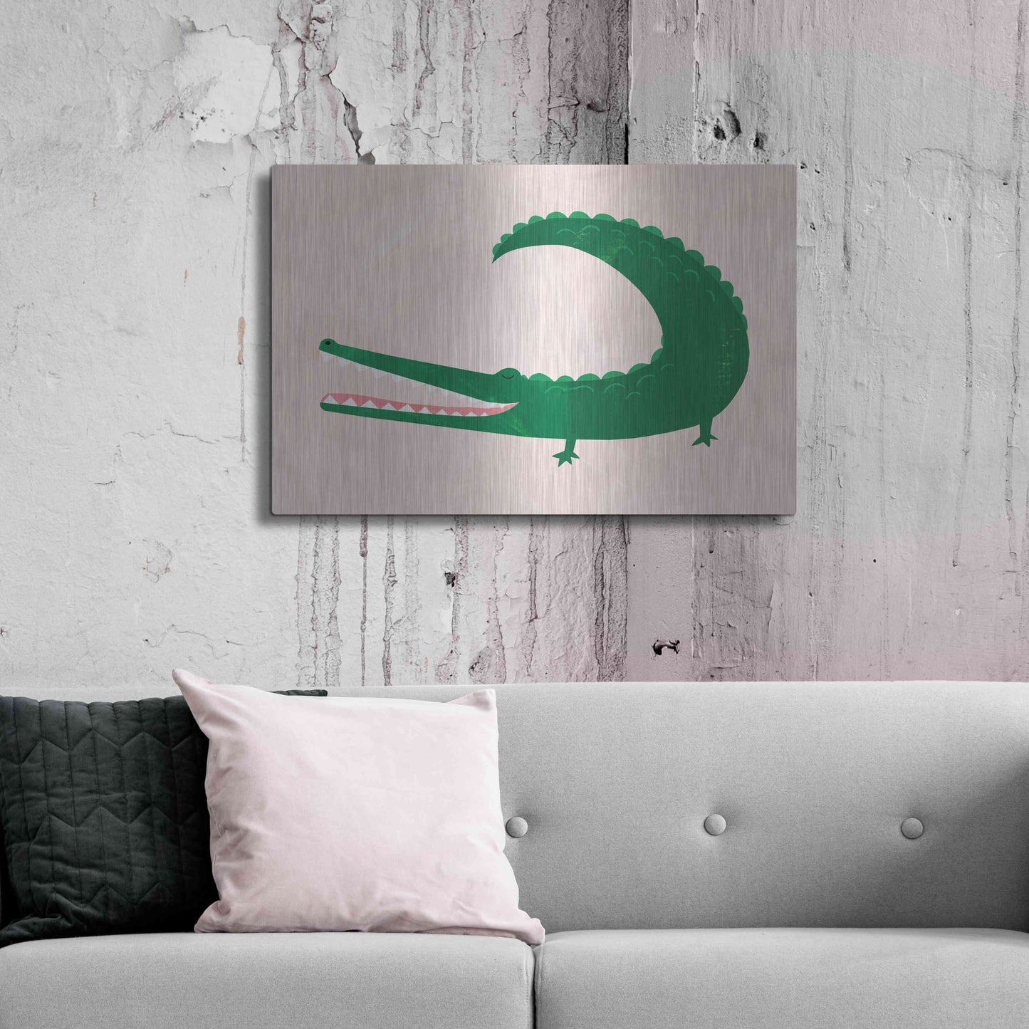 Luxe Metal Art 'Crocodile' by Emily Kopcik, Metal Wall Art,36x24