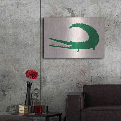 Luxe Metal Art 'Crocodile' by Emily Kopcik, Metal Wall Art,36x24