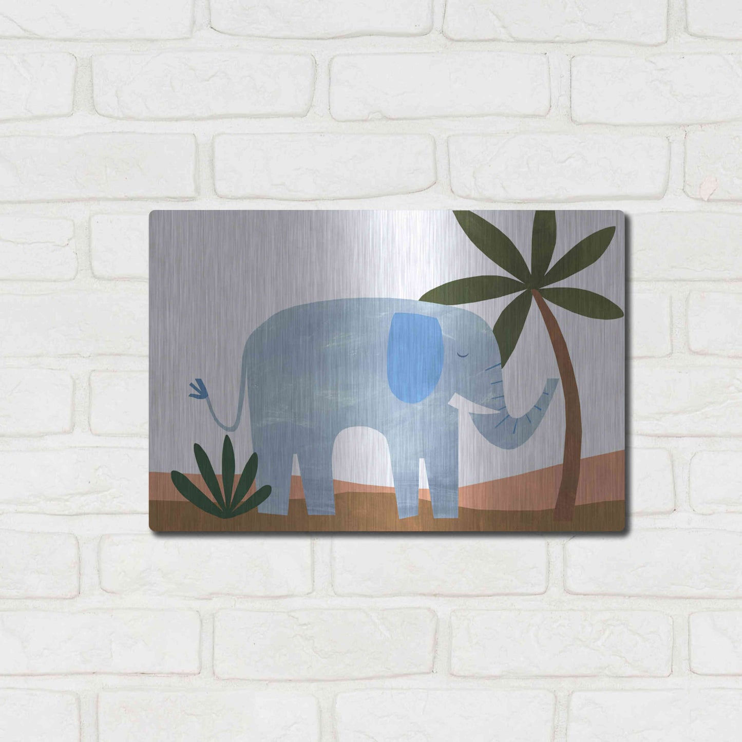 Luxe Metal Art 'Ellie The Elephant' by Emily Kopcik, Metal Wall Art,16x12