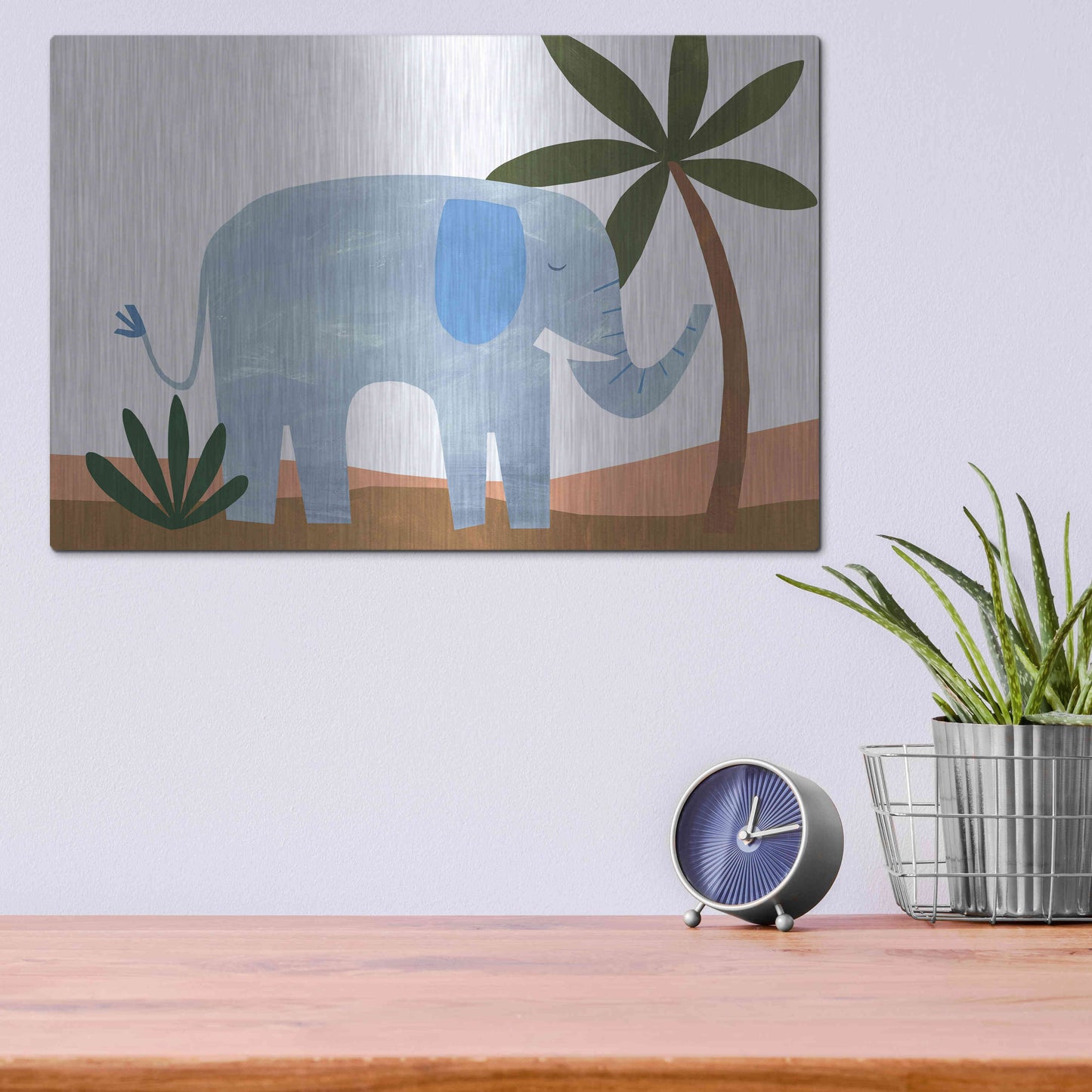 Luxe Metal Art 'Ellie The Elephant' by Emily Kopcik, Metal Wall Art,16x12