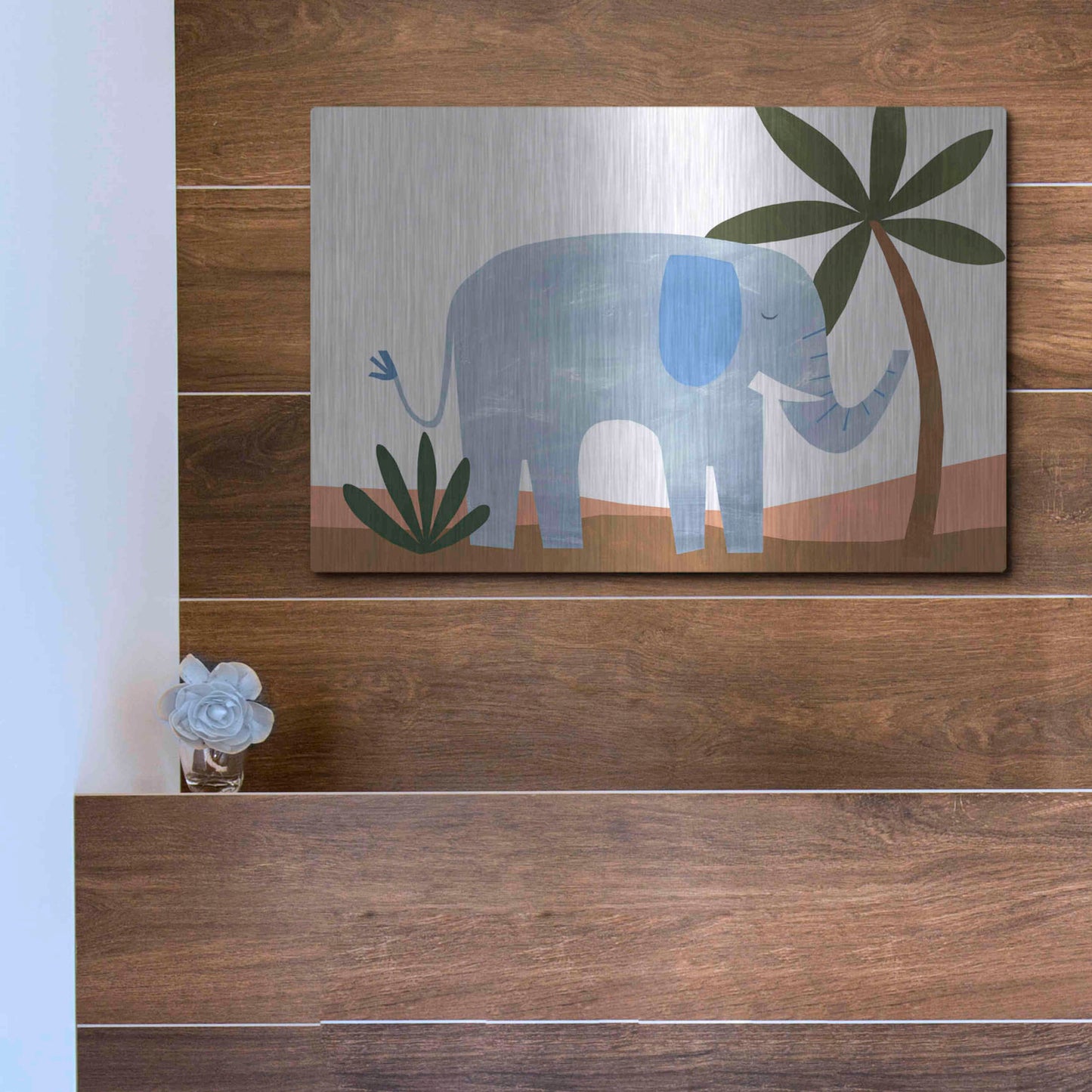 Luxe Metal Art 'Ellie The Elephant' by Emily Kopcik, Metal Wall Art,16x12
