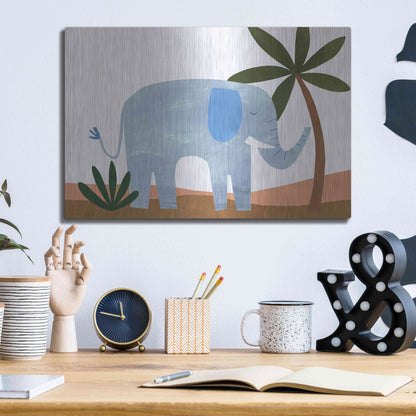 Luxe Metal Art 'Ellie The Elephant' by Emily Kopcik, Metal Wall Art,16x12