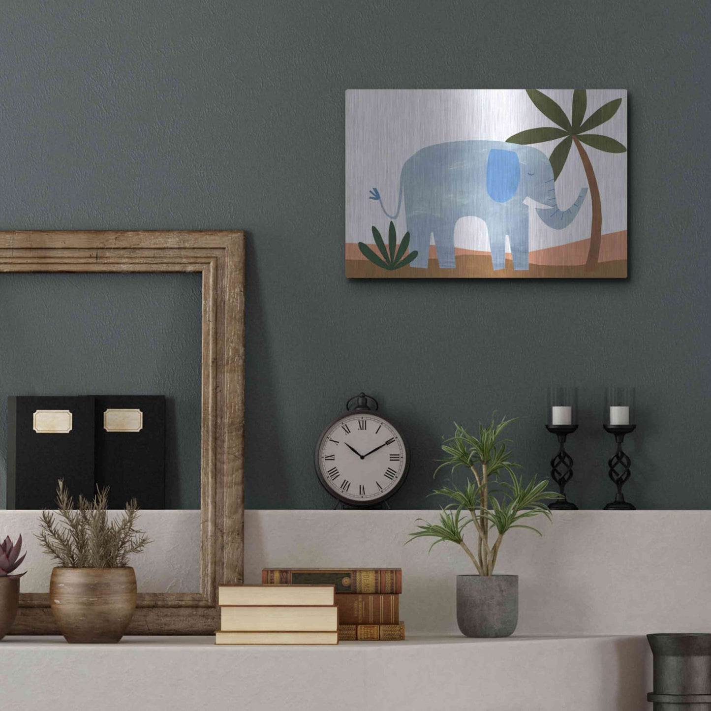 Luxe Metal Art 'Ellie The Elephant' by Emily Kopcik, Metal Wall Art,16x12