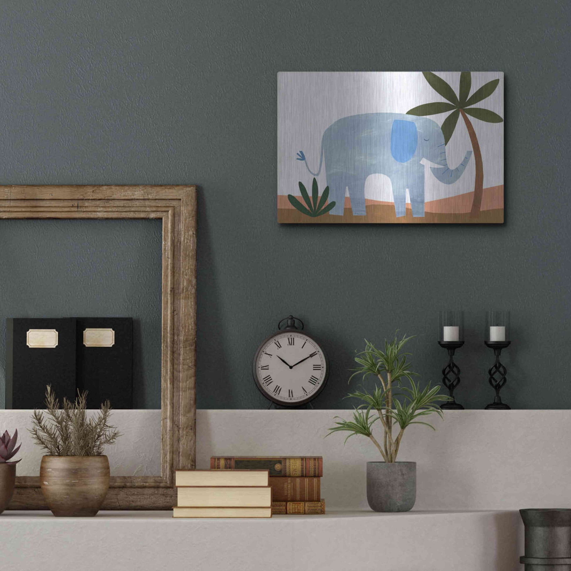 Luxe Metal Art 'Ellie The Elephant' by Emily Kopcik, Metal Wall Art,16x12