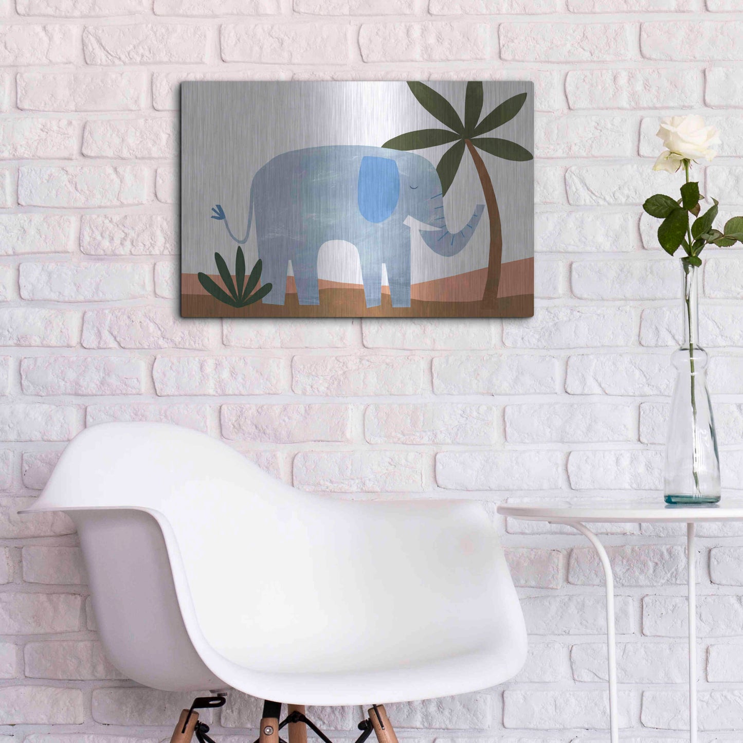 Luxe Metal Art 'Ellie The Elephant' by Emily Kopcik, Metal Wall Art,24x16