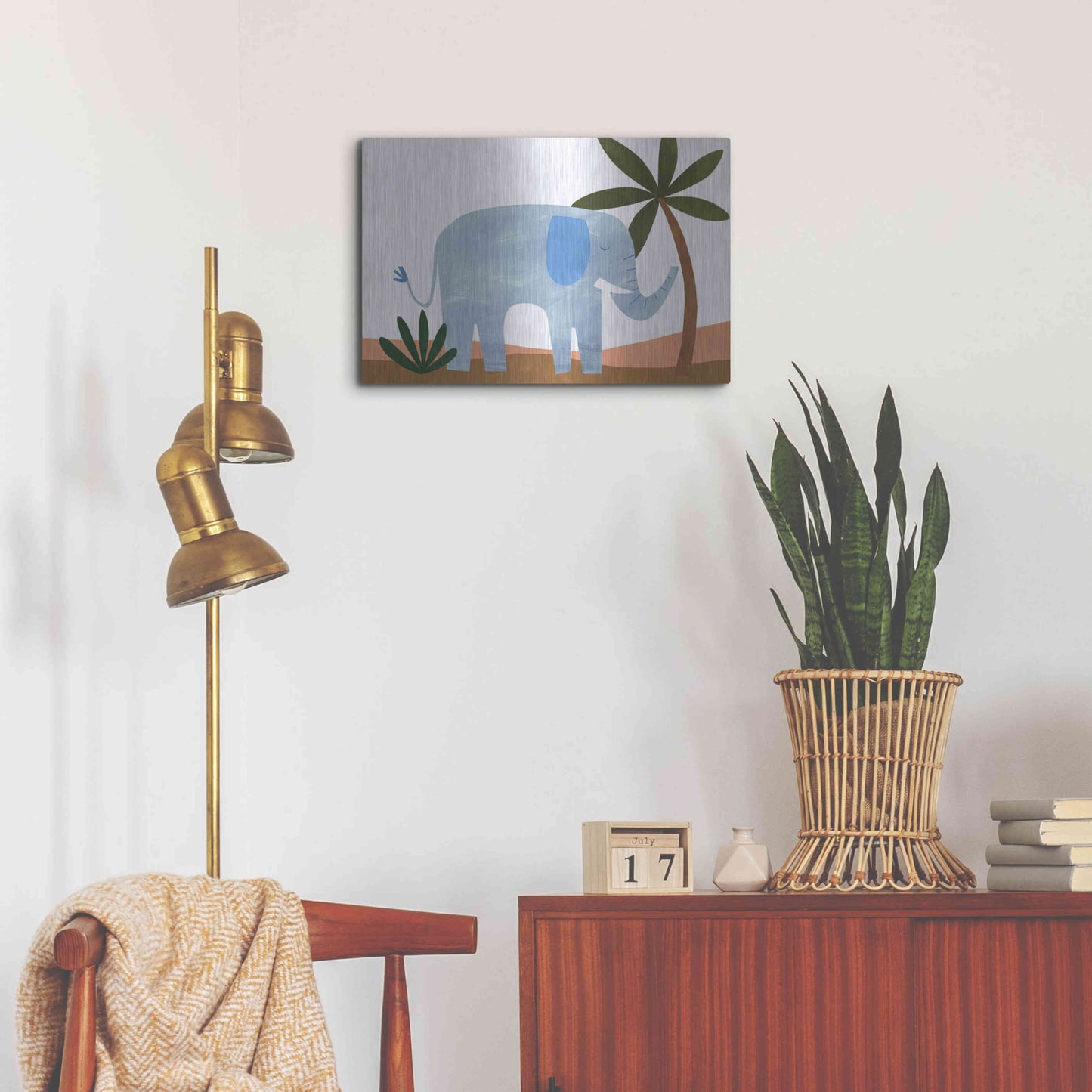 Luxe Metal Art 'Ellie The Elephant' by Emily Kopcik, Metal Wall Art,24x16