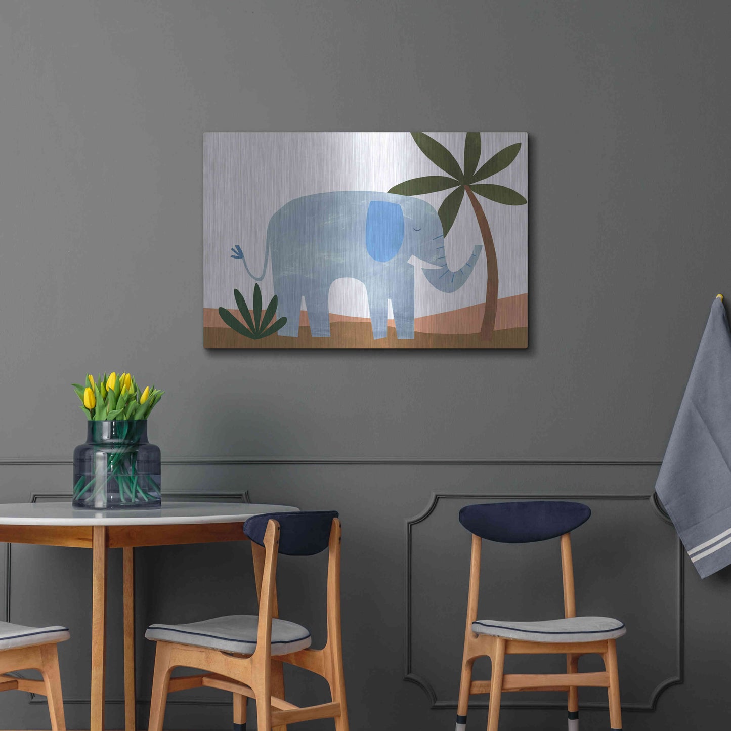 Luxe Metal Art 'Ellie The Elephant' by Emily Kopcik, Metal Wall Art,36x24