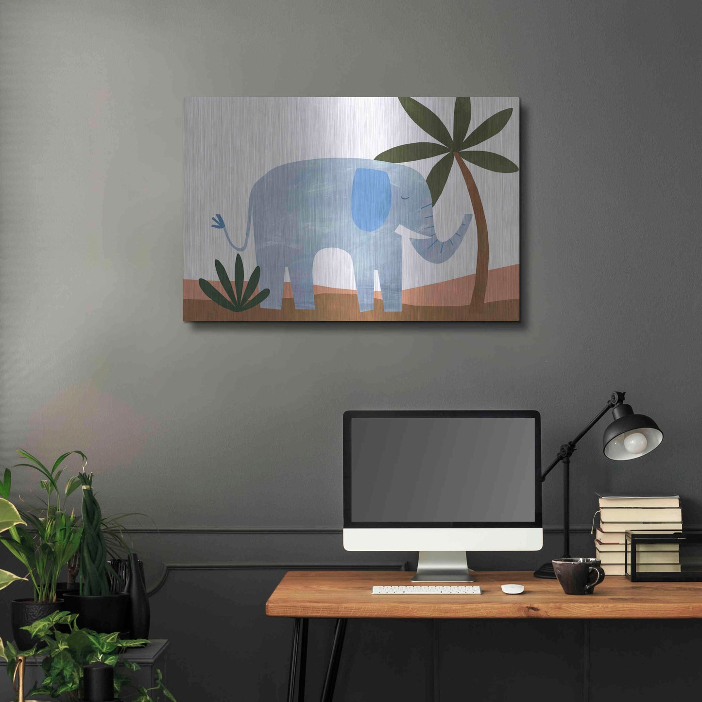 Luxe Metal Art 'Ellie The Elephant' by Emily Kopcik, Metal Wall Art,36x24