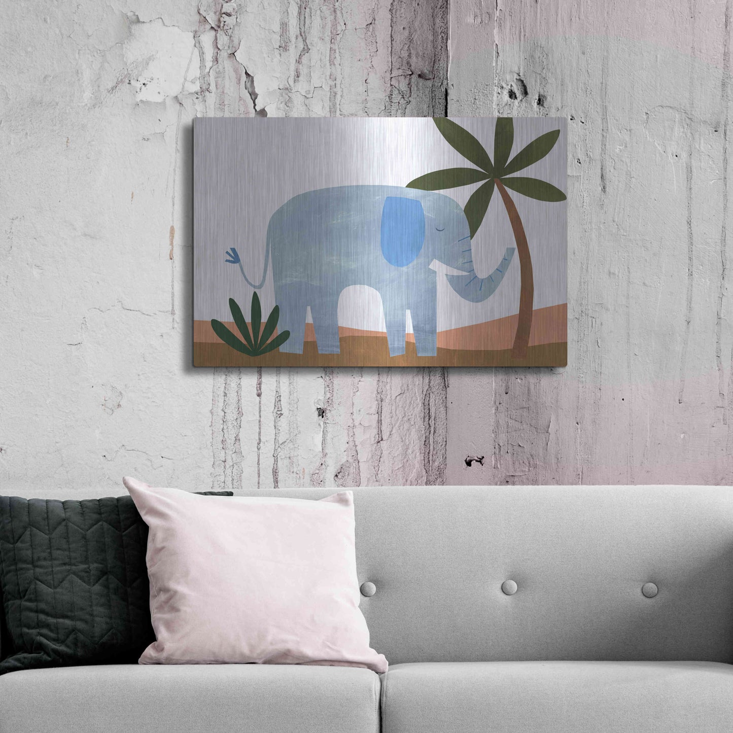 Luxe Metal Art 'Ellie The Elephant' by Emily Kopcik, Metal Wall Art,36x24