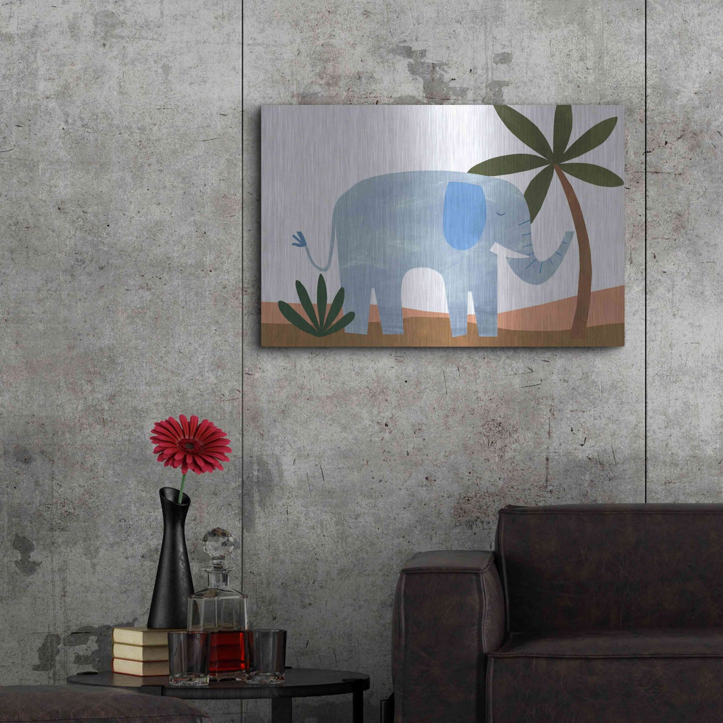 Luxe Metal Art 'Ellie The Elephant' by Emily Kopcik, Metal Wall Art,36x24