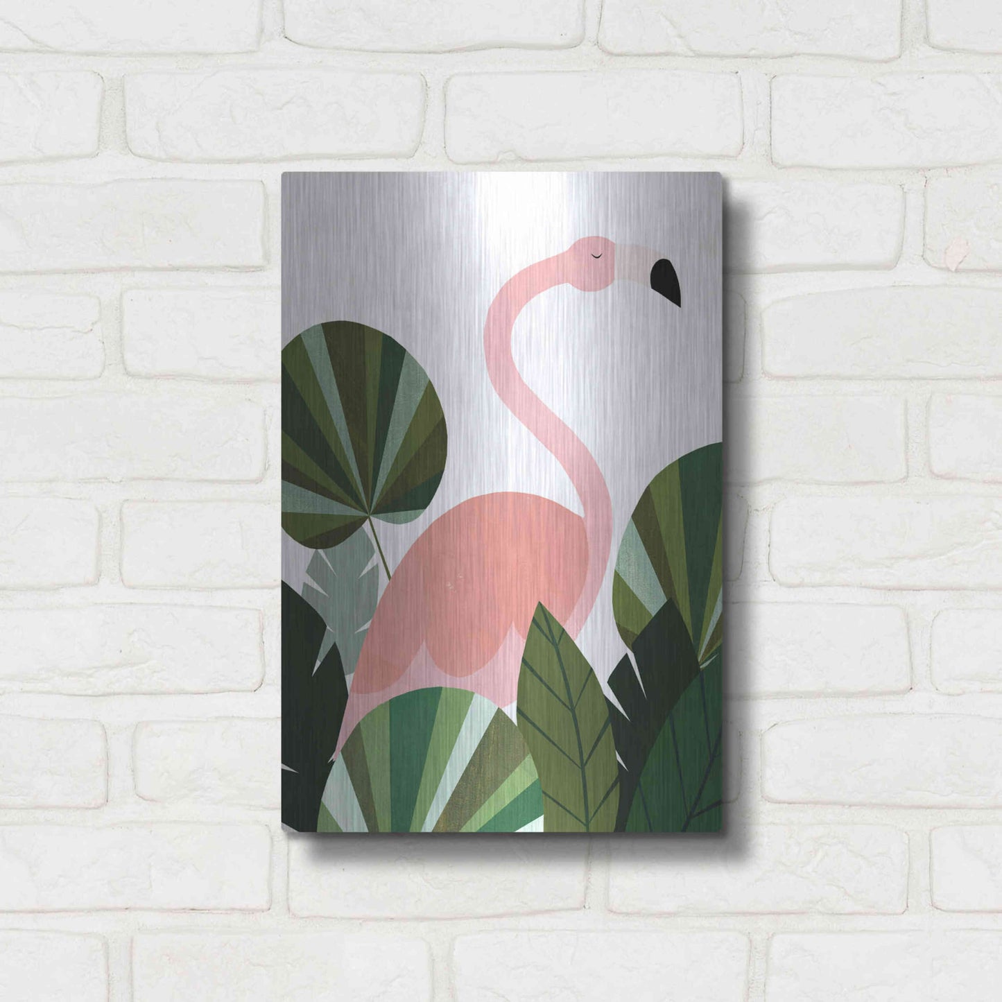 Luxe Metal Art 'Florence The Flamingo' by Emily Kopcik, Metal Wall Art,12x16