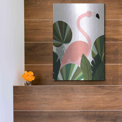 Luxe Metal Art 'Florence The Flamingo' by Emily Kopcik, Metal Wall Art,12x16