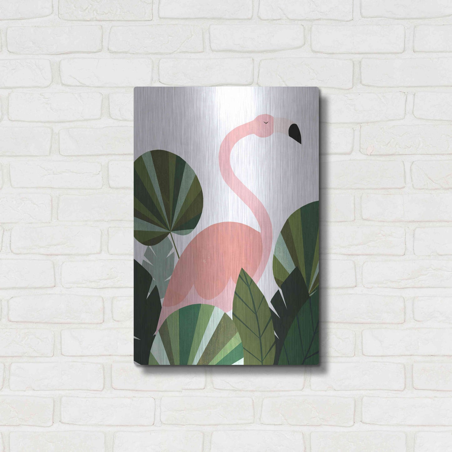 Luxe Metal Art 'Florence The Flamingo' by Emily Kopcik, Metal Wall Art,16x24