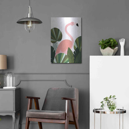 Luxe Metal Art 'Florence The Flamingo' by Emily Kopcik, Metal Wall Art,16x24
