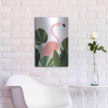 Luxe Metal Art 'Florence The Flamingo' by Emily Kopcik, Metal Wall Art,16x24