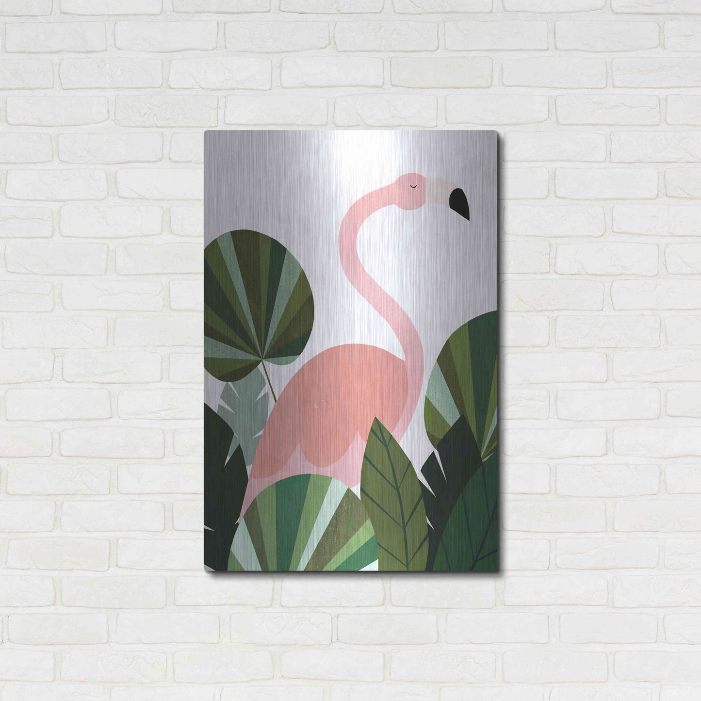 Luxe Metal Art 'Florence The Flamingo' by Emily Kopcik, Metal Wall Art,24x36