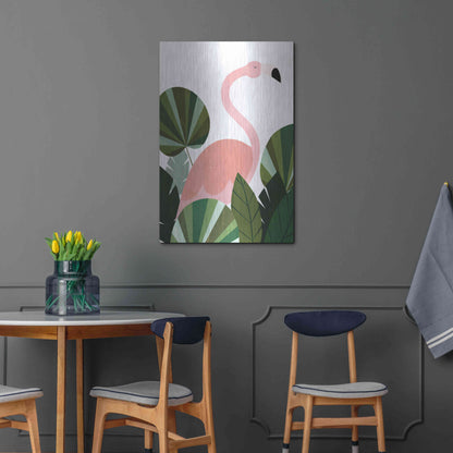 Luxe Metal Art 'Florence The Flamingo' by Emily Kopcik, Metal Wall Art,24x36