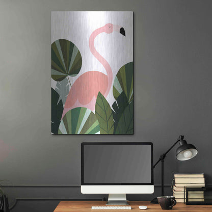 Luxe Metal Art 'Florence The Flamingo' by Emily Kopcik, Metal Wall Art,24x36